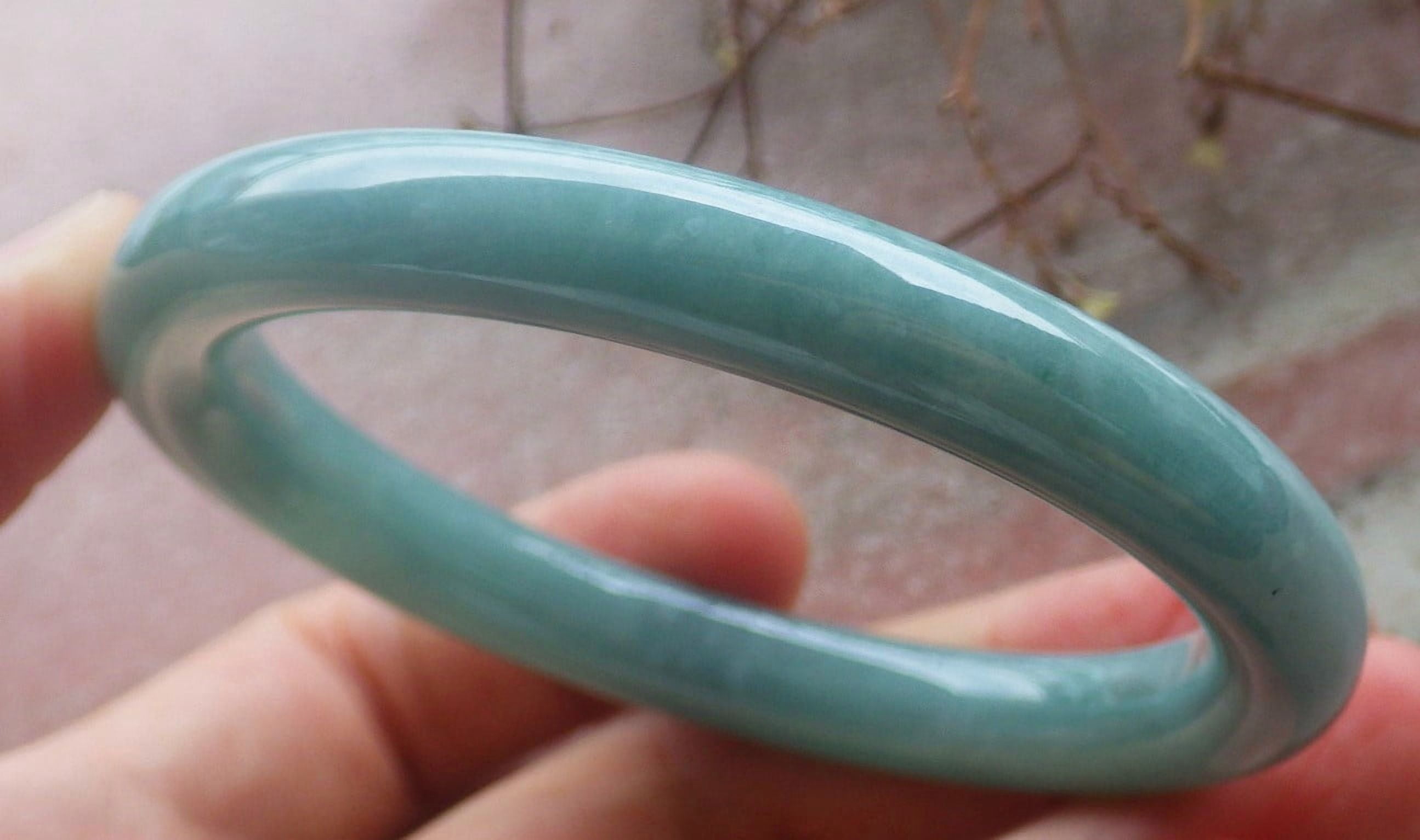 Icy Green Natural A JADE Jadeite Circle Bangle Bracelet 53 mm 704629