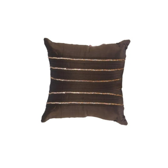 Set Of 5 Cushion Cover in Silk with Golden Sequence in Strips