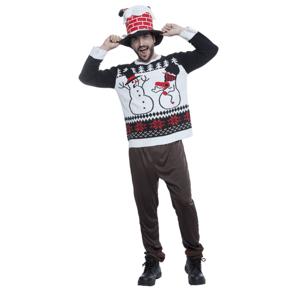 Sueter Ugly Negro con Muñecos de Nieve REV  Sueter cuello redondo tejido