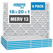 Aerostar 18x20x1 MERV 13 Pleated Air Filter, AC Furnace Air Filter, 6 Pack