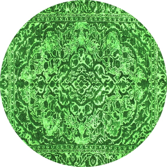 Ahgly Company Indoor Round Abstract Green Modern Area Rugs, 7' Round