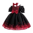 thumbnail image 6 of JCCXIN Toddler Kid Girls Dresses Halloween Party Dress Up Ball Gown Tiered Tulle Tutu Bow Cartoon Print Puff Sleeve Spaghetti Strap Festival Performance Wear Cozy Holiday Sundress,Red,3-4 Years, 6 of 9