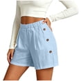 thumbnail image 6 of Pxxlle Cotton Shorts for Women with Pockets Lightweight Elastic Waisted Shorts Casual Summer Beach Vacation Clothes Light Blue M, 6 of 7