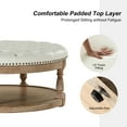 thumbnail image 4 of 35" Leather Round Cocktail Ottoman Storage Coffee Table for Bedroom Home Living Room Ivory, 4 of 7