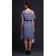 thumbnail image 4 of Bimba Purple Geometric Print Womens Chic Style Cold Shoulder Shift Dress Summer Tunic - X-Small, 4 of 6