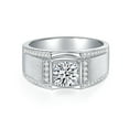 thumbnail image 2 of 2 Carat Moissanite Rings for Men D Color VVS1 925 Sterling Silver Round Cut Moissanite Wedding Bands Lab Created Diamond Engagement Ring Diamond Promise Ring, 2 of 6