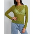 thumbnail image 4 of Faithtur Femmes Crop Tops à Manches Longues Ajustées Courte Dentelle Sortir Tops pour la Fête, 4 of 9