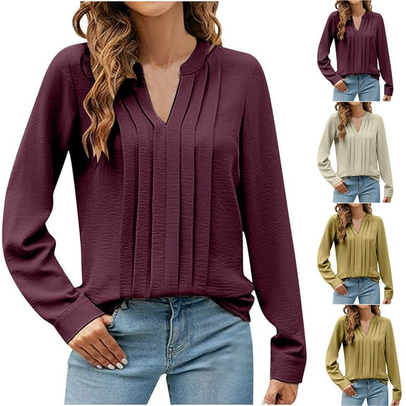 2025 New Fashion Plus Size Women's Long Sleeve Solid Color Crewneck Casual Top Pullover T-shirt