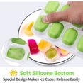 thumbnail image 4 of Silicone Ice Cube Tray, 4 Pack Easy-Release & Flexible 14-Ice Cube Trays with Spill-Resistant Removable Lid, Stackable Ice Trays with Covers for Freezer, Cocktail (Green), 4 of 5