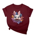 thumbnail image 1 of Tops de Cuello Alto para las Mujeres Amante Impreso Camiseta Cuello Redondo Manga Corta, Poliéster Spandex, 1 of 7