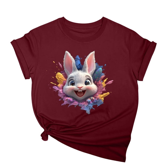 Tops de Cuello Alto para las Mujeres Amante Impreso Camiseta Cuello Redondo Manga Corta, Poliéster Spandex