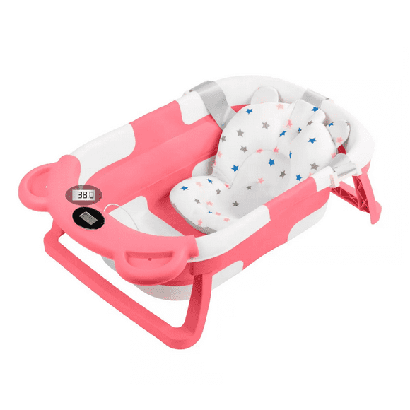 Bañera para Bebé Moderna Tina de Baño Plegable Rosa