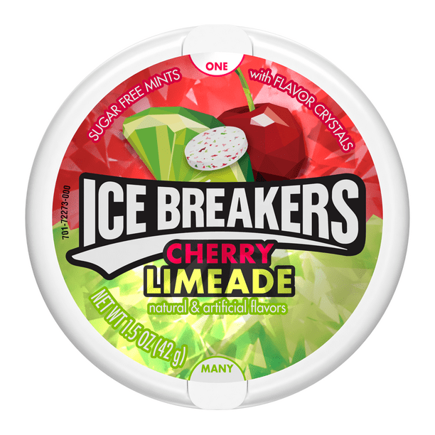 ICE BREAKERS Sugar Free, Cherry Limeade Flavored Mints , 1.5 oz. 8