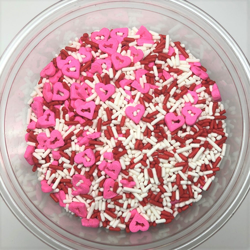 Valentine Sprinkle Mix Lovestruck Pink Hearts Red White Sprinkles 1