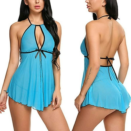 

Ykohkofe Women Solid Color Lingerie Hollow Backless Nightdress Sleepwear Pajamas S-3XL