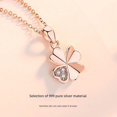 thumbnail image 1 of Collar de trébol de cuatro hojas para mujer, clavícula de verano, plata de ley 999, color dorado, colgante de nicho de lujo para regalo de cumpleaños, 1 of 2