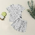 thumbnail image 2 of Tisuna 2 Pieces Easter Outfits Set For Boys Girls Child Diy Print Short Sleeve Crew Neck Pajamas Breathable Soft Kids Summer Matching Set White Size 6-7 Years, 2 of 4