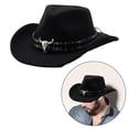 thumbnail image 2 of Sombrero de vaquero occidental para hombre, sombrero de verano para exteriores, invierno, ligero, elegante, cómodo, sombrero para el sol, sombrero de Negro Salvador Dali Sombrero de vaquero occidental, 2 of 9