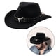 thumbnail image 2 of Sombrero de vaquero occidental para hombre, sombrero de verano para exteriores, sombrero de invierno ligero, elegante y cómodo. Negro, 2 of 9