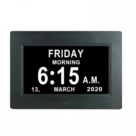 DESIGNICE 2026 New Digital Calendar Day Clock - Large Digital Clock with Date and Day of Week for Seniors Impaired Vision,Elderly,Alzheimer with 12 Alarm Options,12/24H,Am/Pm