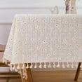 thumbnail image 2 of Korean Style Daisy Tassels Cotton Floral Tablecloth,Tea Table Decoration,Rectangle Table Cover For Kitchen Wedding Dining Room, 2 of 10