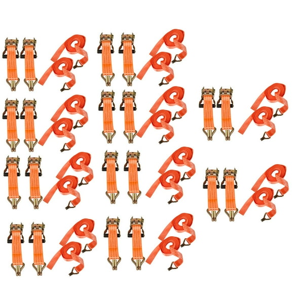 Heavy Duty 1.5" × 15' Ratchet Tie Down Straps J Hooks Orange 4000 LBS 20 Pack