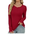thumbnail image 3 of LEBONYARD Women's Trendy Round Neck Solid Colored Chic Thumb Holes Long Sleeve Thermal Tops Warm Slim Fitting Regular Pullover Base Layer Tops, 3 of 6