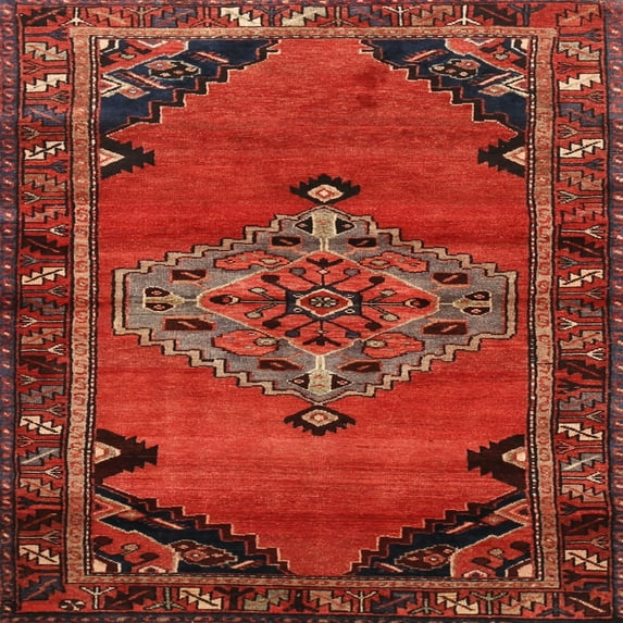 Ahgly Company Machine Washable Indoor Square Traditional Red Area Rugs, 6' Square