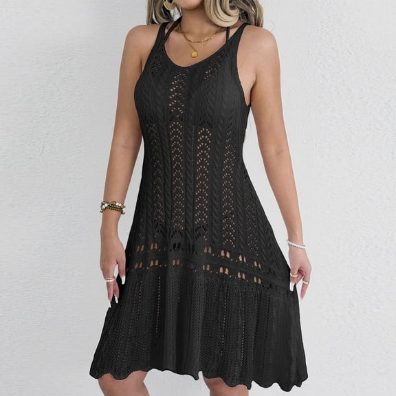HOMBOM Womens Swim Suit Cover Up Swimwear Coverups Bikini Hollow Out Summer Dresses for Women