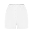 thumbnail image 4 of Summer Clearance 2025! Womens Plus Size Pants,Women's Summer Cotton And Linen Solid Color Ruffled Loose Button Shorts With Pockets, 4 of 5