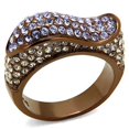 thumbnail image 1 of Women IP Coffee Light Stainless Steel Ring with Top Grade Crystal in Multi Color - Size 8, 1 of 1