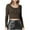 Brown, variant on Women's Round Neck Long Sleeve Ribbed Slim Fitted Casual Basic Crop Top Brown L