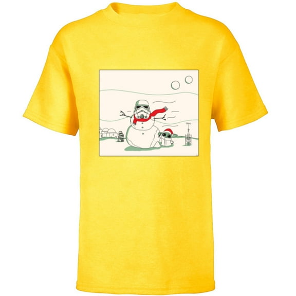 Star Wars Grogu R5-D4 Holiday Christmas Stormtrooper Snowman - Short Sleeve T-Shirt for Kids - Customized-Yellow
