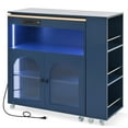 thumbnail image 3 of MAYEERTY Rolling Kitchen Island - With Extended Table, Navy, 3 of 33