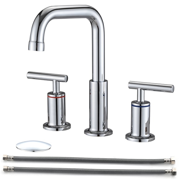 JERFIT 8-inch Widespread Bathroom Sink Faucet with Pop-Up Drain, High Arc Chrome Finish, Solid Brass Construction, Lever Handles
