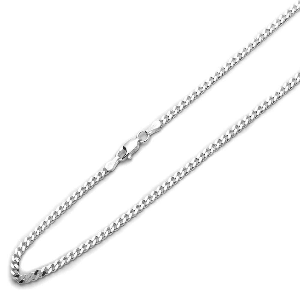 925 Solid Sterling Silver 3mm Curb necklace Italian open safety chain Extender 