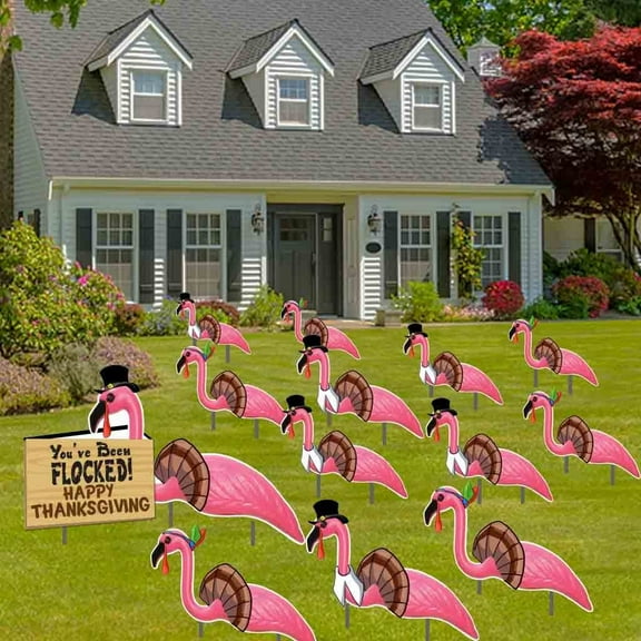 VictoryStore Thanksgiving You've Been Flocked Lawn Decorations Display, Fall Thanksgiving Decorations Outdoor Signs, 13031