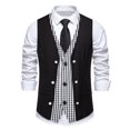 thumbnail image 2 of Mens Vests Casual Qiggri Men Solid Patchwork Fashion Retro Have Pockets Button V-Neck Wedding Tanks Blouse Suit Vest For Men, 2 of 9