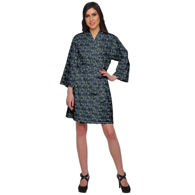 Moomaya Short Robe For Women Plus Size Printed Cotton Robe Lightweight Nightwear
