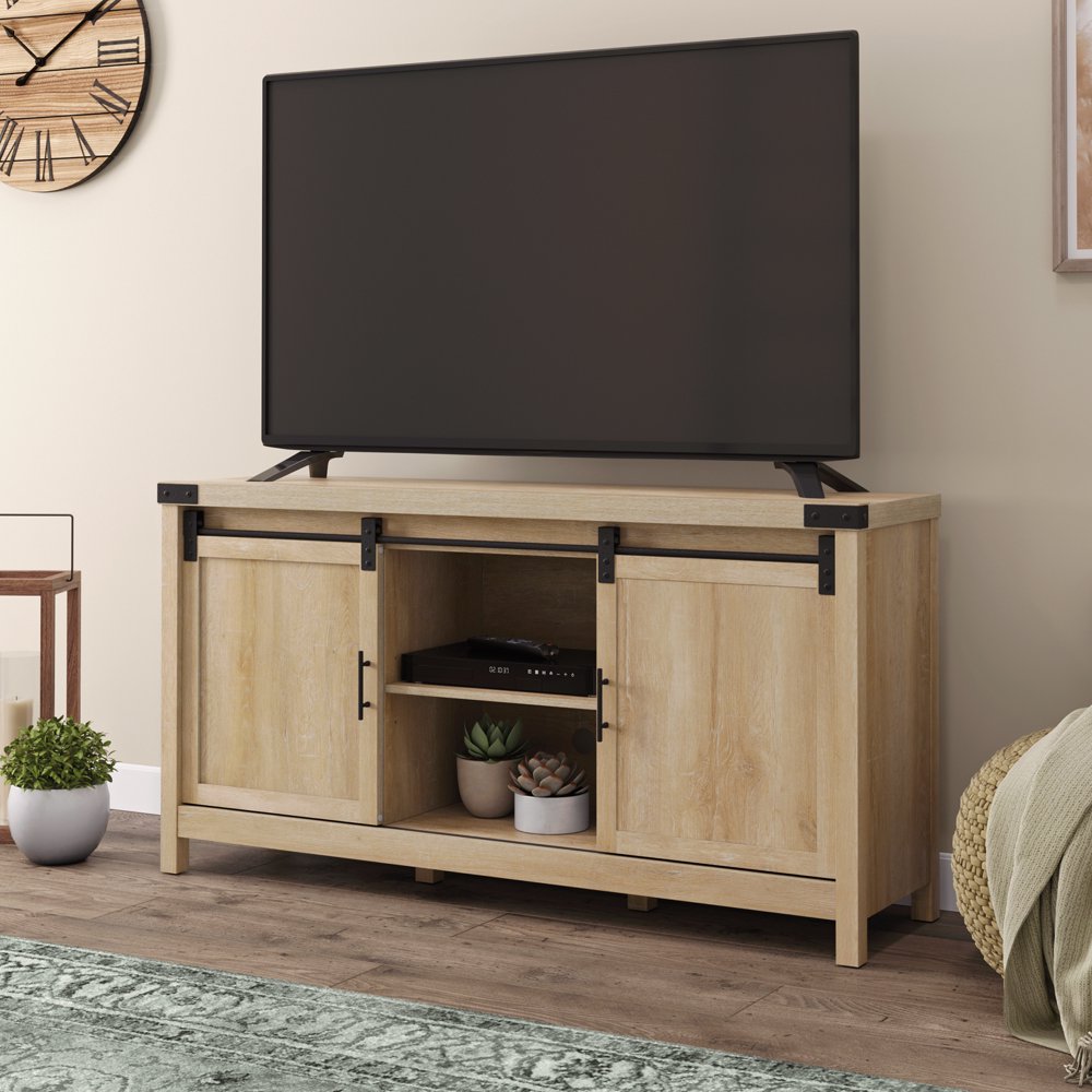 Sauder Saddler Way Sliding Doors TV Stand for TVs up to 65", Orchard