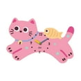 thumbnail image 2 of Reloj de pared de gato, silencioso, para habitación infantil, con números arábigos, para colgar Rosa, 2 of 9