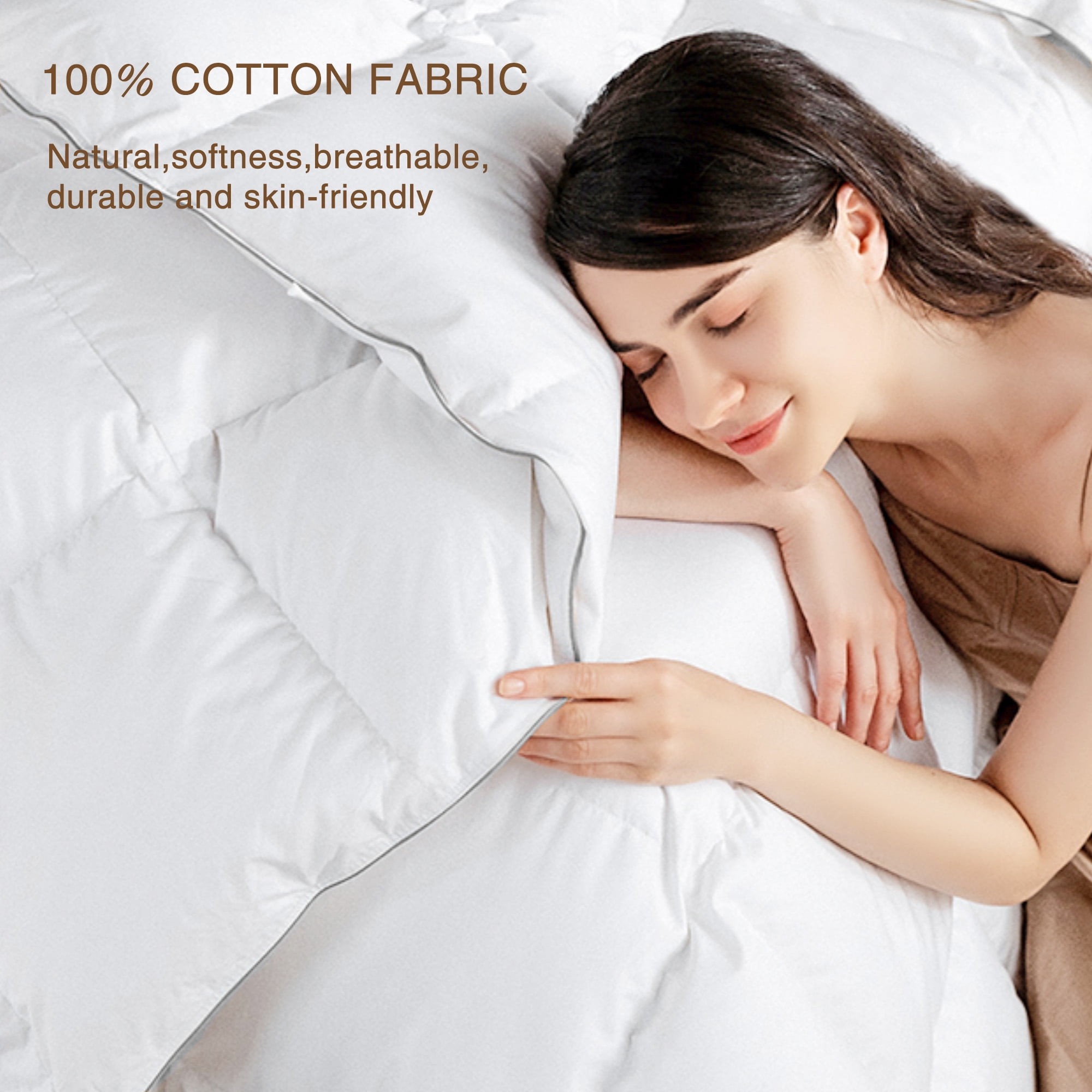 DOMDEC Ultra Soft Warm Heavy Weights Down Comforter Duvet Insert, White, Queen Size