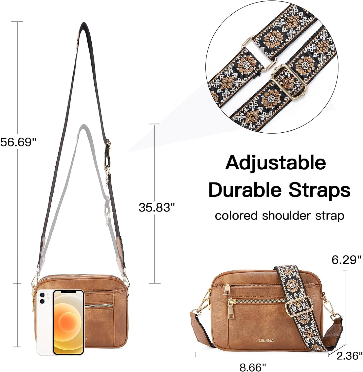 Crossbody Purse for Women Small Crossbody Bags Trendy Vegan Leather with Adjustable Shoulder Strap