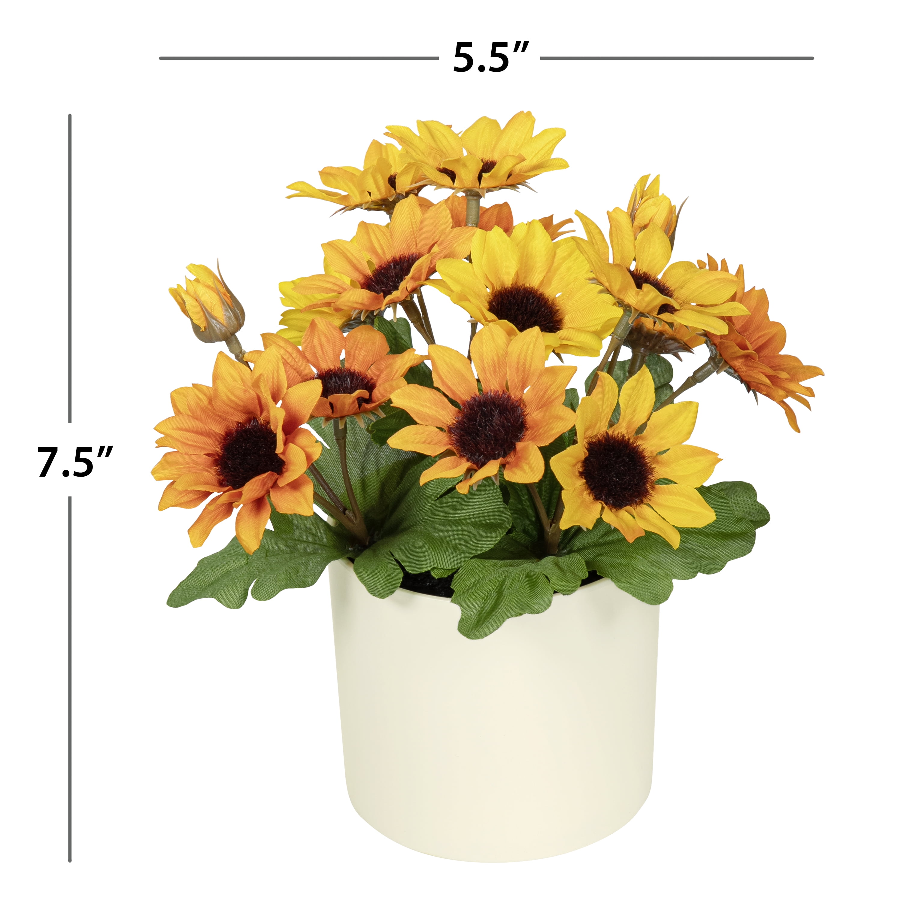 Mainstays 7.5" Artificial Sunflower Plant in Cream Pot