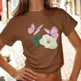 thumbnail image 2 of Wangmeiwg Summer Casual Midriff T Shirt Short Sleeve Round Neck T Shirts Short Sleeve for Women, 2 of 4