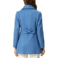 thumbnail image 3 of Unique Bargains Women's Turn-Down Collar Pockets Outwear Winter Coat L Blue, 3 of 6