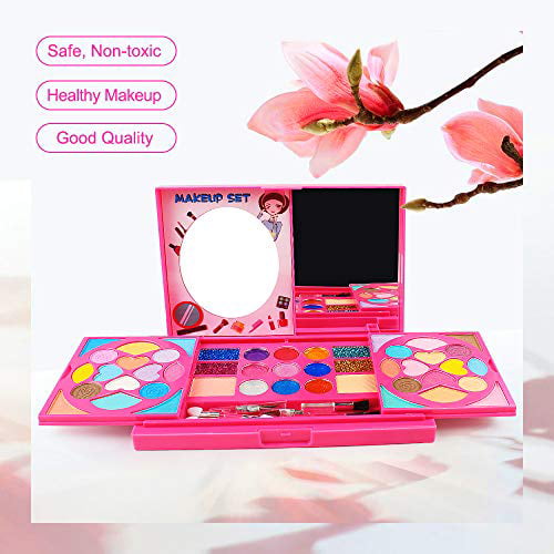 AMOSTING Real Makeup Toy For Girls Washable Cosmetic Set Pretend Play Gifts  for Toddler Kids 