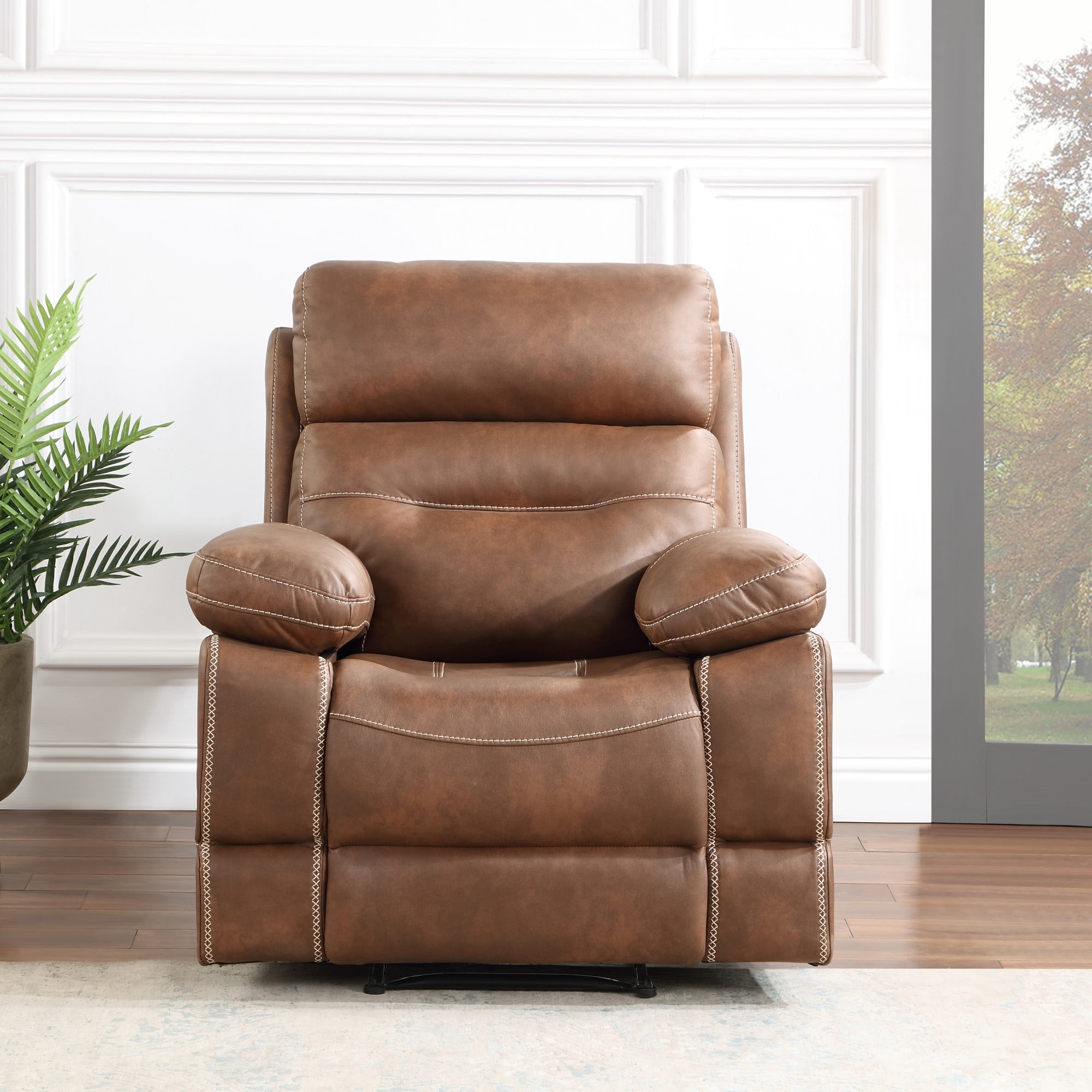 Steve Silver Rudger Microsuede Manual Recliner, Chestnut Brown