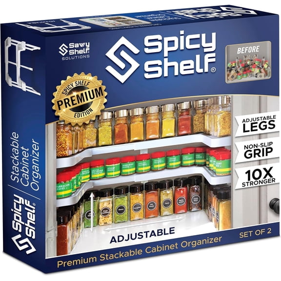 Spicy Shelf Premium Expandable 2-Tier Spice Rack Organizer USO2.0 - White