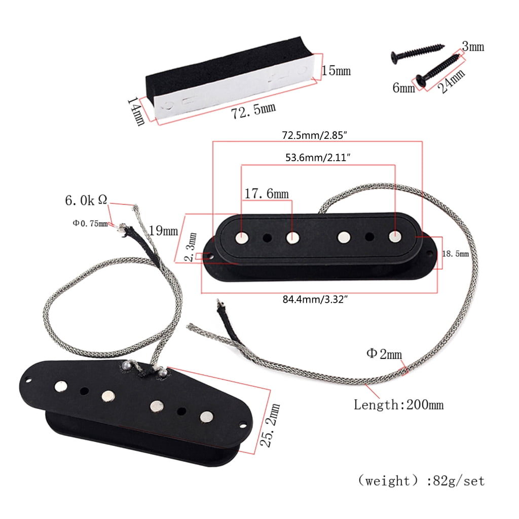 Single Coil Guitar Bridge Pickups with Screws Sets for Electric Guitar Bass Part